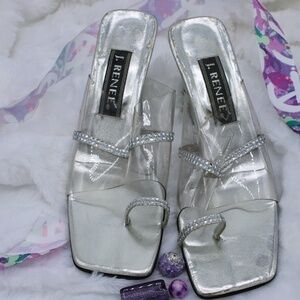 𝅺j Renee Silver Clear Sandal with rhinestone